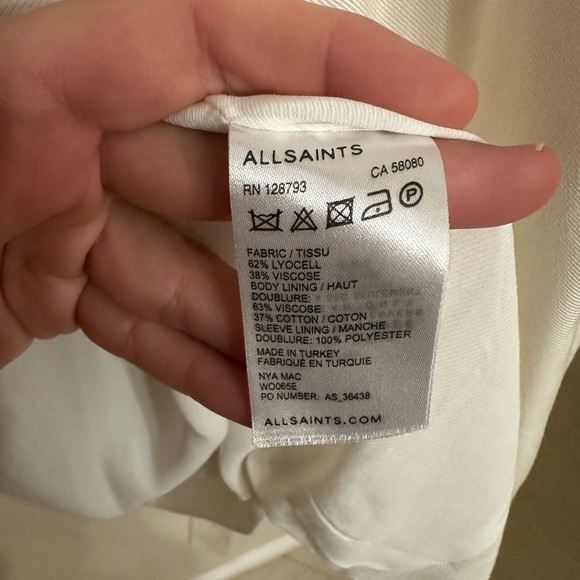 Allsaints coat. White. Size 2. Tie waist. - Picture 5 of 6